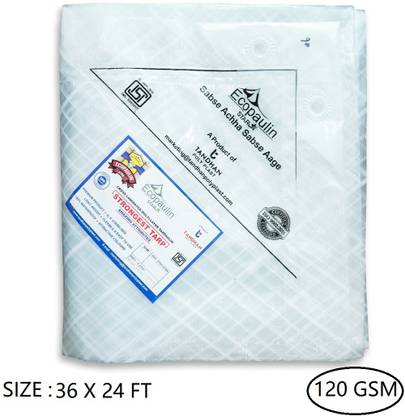 Tandhan Ecopaulin Star Cross Laminated Multilayer 36 X 24 FT Eco-friendly Tarpaulin Tent - For Multipurpose Heavy Duty Waterproof Poly Tadpatri 120 Gsm Plastic Cover Tharpai