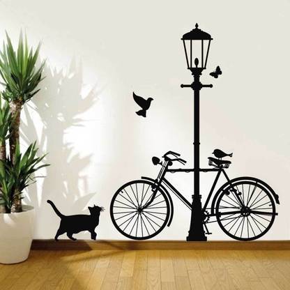walkart 110 cm wall strickers-Light And Bicycle Design Self Adhesive Sticker