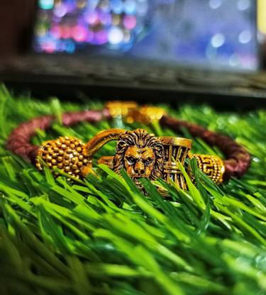 Amriteous golden lion kada Brass Yantra