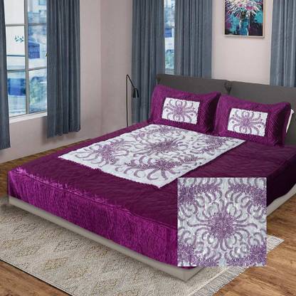 KEERRAZ 210 TC Satin Double Jaipuri Prints Flat Bedsheet