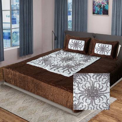 KEERRAZ Satin Double Flat 210 TC Jaipuri Prints Bedsheet