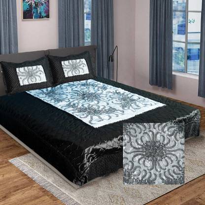 KEERRAZ Satin Double Flat 210 TC Jaipuri Prints Bedsheet