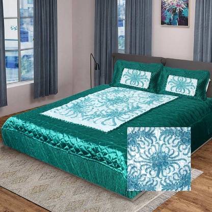 KEERRAZ Satin Double Flat 210 TC Jaipuri Prints Bedsheet