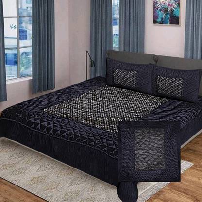 KEERRAZ Satin Double Flat 210 TC Jaipuri Prints Bedsheet