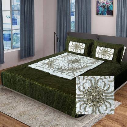KEERRAZ 210 TC Satin Double Jaipuri Prints Flat Bedsheet