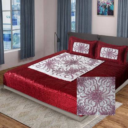 KEERRAZ 210 TC Satin Double Jaipuri Prints Flat Bedsheet