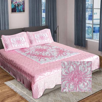 KEERRAZ Satin Double Flat 210 TC Jaipuri Prints Bedsheet