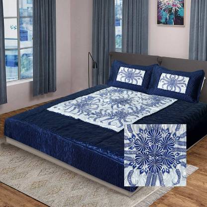 KEERRAZ 210 TC Satin Double Jaipuri Prints Flat Bedsheet