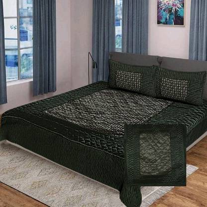 KEERRAZ Satin Double Flat 210 TC Jaipuri Prints Bedsheet