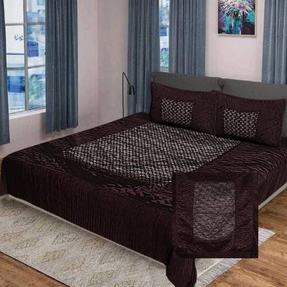 KEERRAZ Satin Double Flat 210 TC Jaipuri Prints Bedsheet