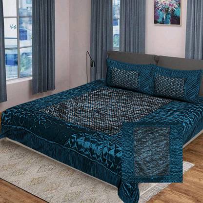 KEERRAZ Satin Double Flat 210 TC Jaipuri Prints Bedsheet