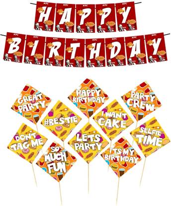 Balloonistics KFC Chicken Theme Happy Birthday Banner Props For Backdrop Decor and Photo Booth
