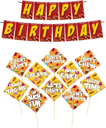 Balloonistics Mcdonalds Theme Happy Birthday Banner Props For Backdrop Decor and Photo Booth