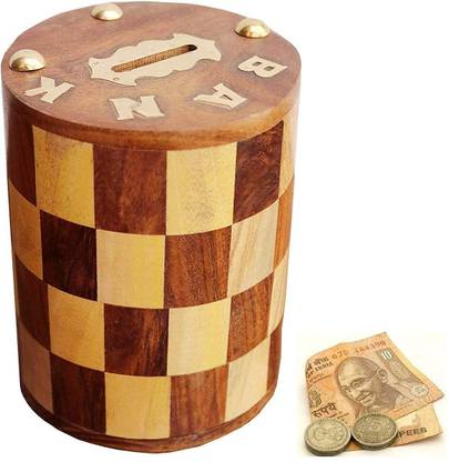 SWH Wooden Chess Design Money bank / Gullak Cash Box