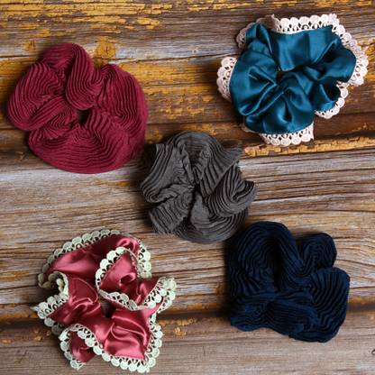 PRINCESS MORBUCKS Embroidered Scrunchies hair tie Accessories ponytail set of 5 Rubber Band