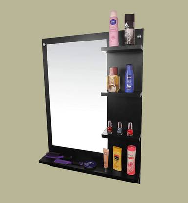 डाइम स्टोर Engineered Wood Wall Mount Dressing Mirror with Shelf इंजीनियर वुड ड्रेसिंग टेबल