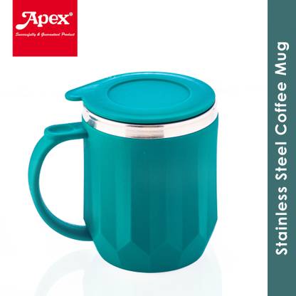 APEX Steel Coffee with Lid (Plastic Outer) Stainless Steel Coffee Stainless Steel, Plastic Coffee Mug
