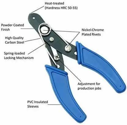 NITIN Set of Plier 8-inch || 3 pic T-Spanner 8, 10 and 13 mm || Wire Stripper/Cutter Diagonal Plier