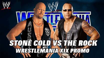 Stone Cold Steve Austin vs The Rock Promo at Wrestlemania xix poster on fine art paper 13x19 Paper Print