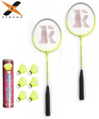 ZXX XTREME ZX-91 Single Rod Badminton Racquet with free shuttlecocks pack of 6 lite weight Multicolor Strung Badminton Racquet