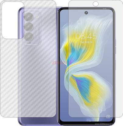 ZINGTEL Front and Back Screen Guard for TECNO CAMON 18T (Front Matte Finish & Back 3d Carbon Fiber)