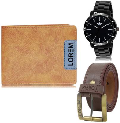 LOREM Belt, Wallet & Watch Combo