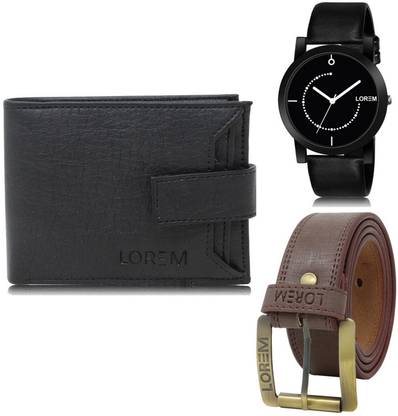 LOREM Belt, Wallet & Watch Combo