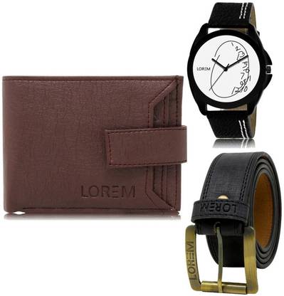 LOREM Belt, Wallet & Watch Combo