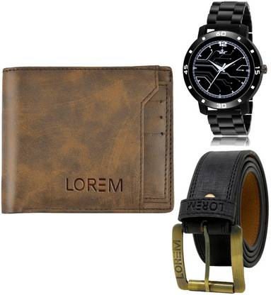 LOREM Belt, Wallet & Watch Combo