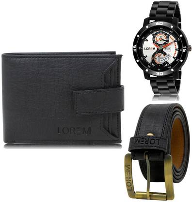LOREM Belt, Wallet & Watch Combo