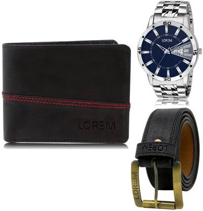 LOREM Belt, Wallet & Watch Combo