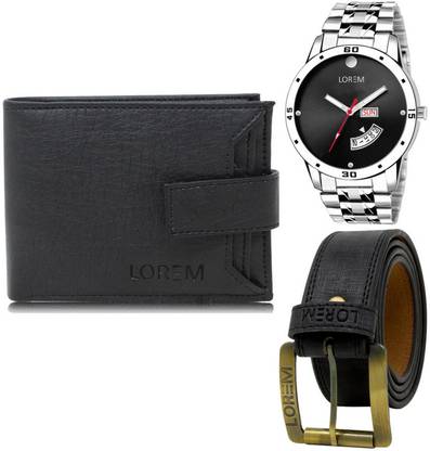 LOREM Belt, Wallet & Watch Combo