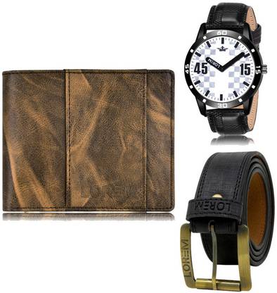 LOREM Belt, Wallet & Watch Combo
