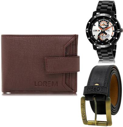 LOREM Belt, Wallet & Watch Combo