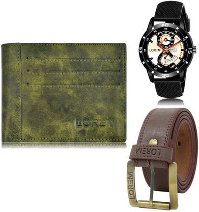 LOREM Belt, Wallet & Watch Combo