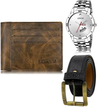 LOREM Belt, Wallet & Watch Combo
