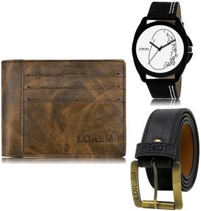 LOREM Belt, Wallet & Watch Combo