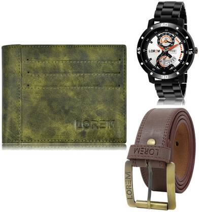 LOREM Belt, Wallet & Watch Combo
