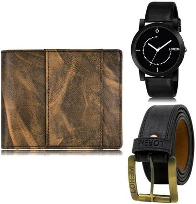 LOREM Belt, Wallet & Watch Combo