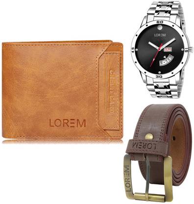 LOREM Belt, Wallet & Watch Combo