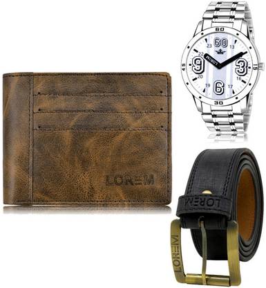 LOREM Belt, Wallet & Watch Combo