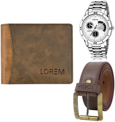 LOREM Belt, Wallet & Watch Combo