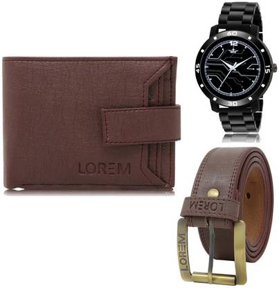 LOREM Belt, Wallet & Watch Combo