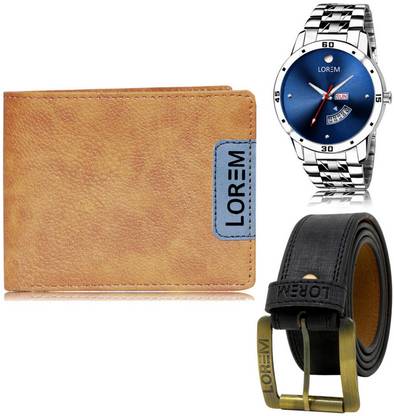 LOREM Belt, Wallet & Watch Combo