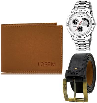LOREM Belt, Wallet & Watch Combo