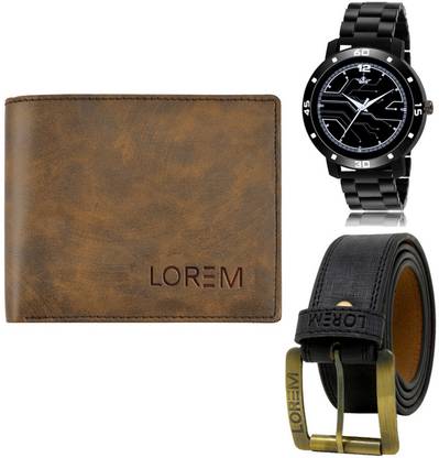 LOREM Belt, Wallet & Watch Combo