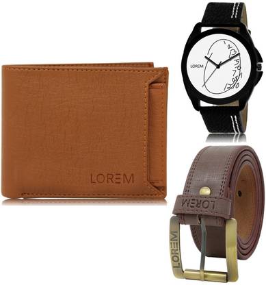 LOREM Belt, Wallet & Watch Combo