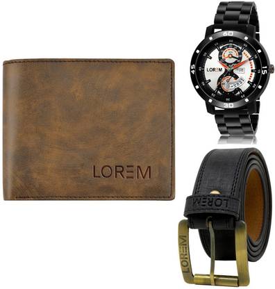 LOREM Belt, Wallet & Watch Combo