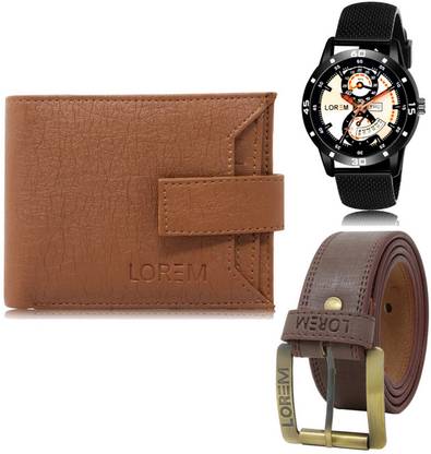 LOREM Belt, Wallet & Watch Combo