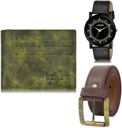 LOREM Belt, Wallet & Watch Combo